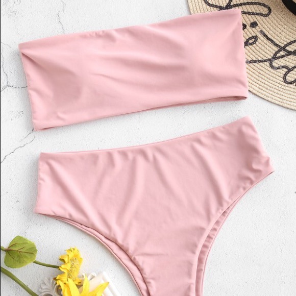 Zaful Other - 🌸NEW!🌸 Pink High Waisted Bandeau Bikini Set